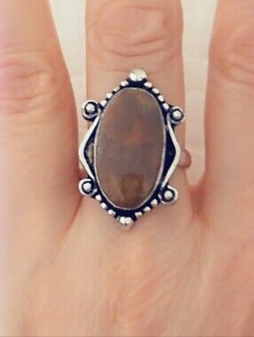 Adjustable Gemstone Statement Ring Overlay Sterling Silver Plated